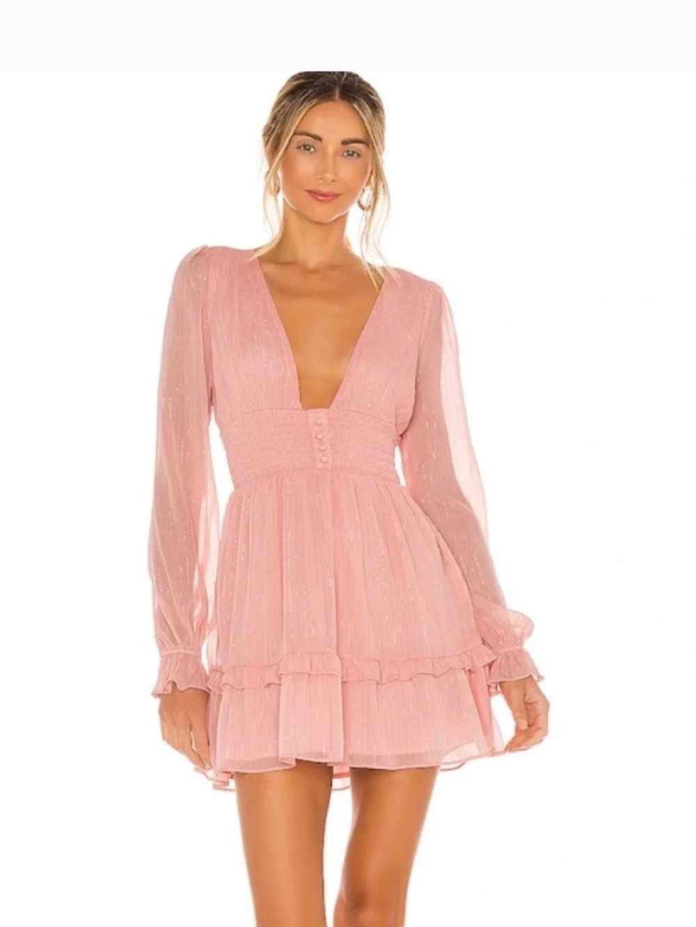 Lovers + Friends Arline Pink Metallic Mini Dress Sz S